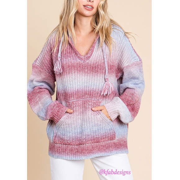 LAST 2! Ombré Puff Sleeve Cozy Oversized Hoodie Sweater! - Picture 5 of 8